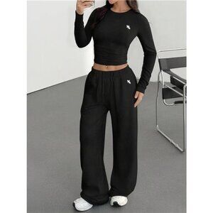 Long Sleeve Top and Wide Leg Pants Set